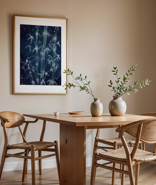 Illustration Of Bamboo With Snowfall In A Night Sky - Mi tienda