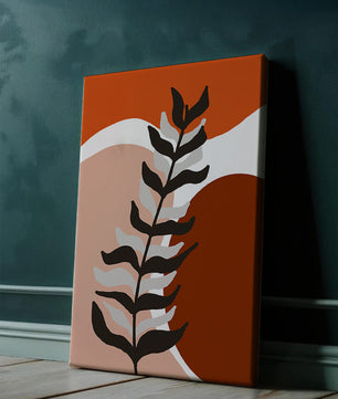 Abstract Botanical Print with Earth Tones and Modern Leaf Design
