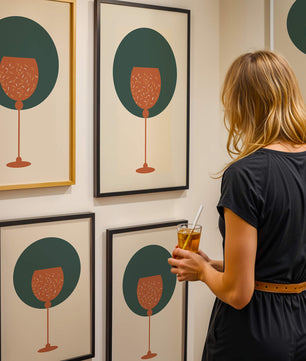 Wine Glass with Decorative Elements on Modern Minimalist Background - Mi tienda