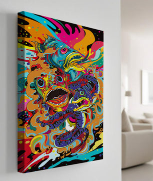 Arte abstracto de peces coloridos con elementos vibrantes