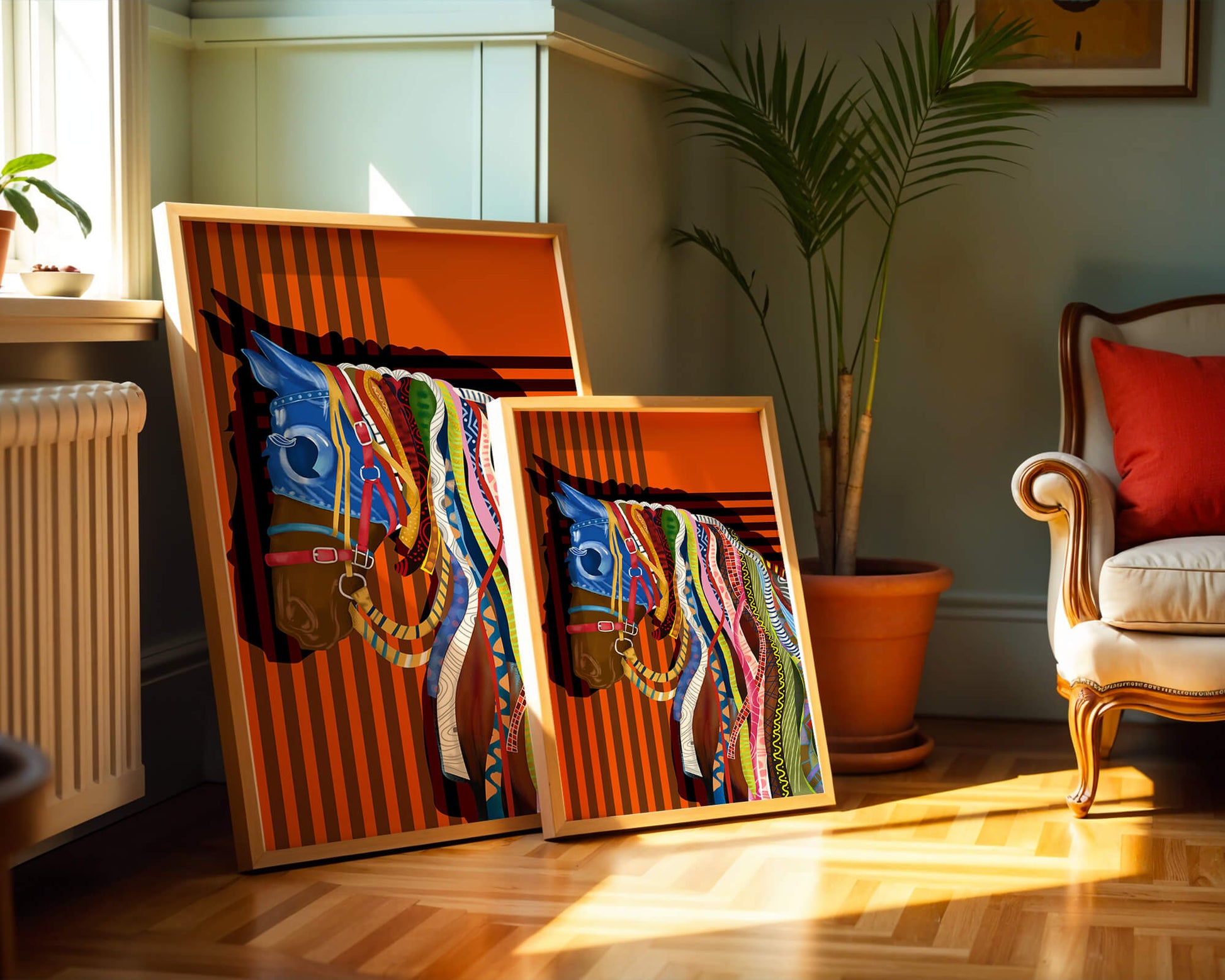 Colorful abstract horse art with intricate patterns