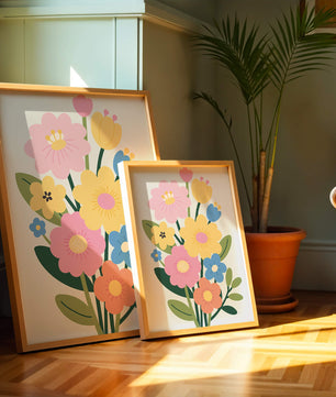 Ramo ilustrado de flores coloridas