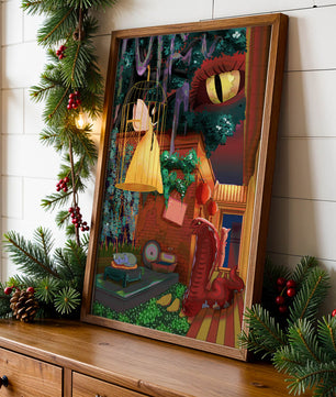 Jardín encantado con hada, serpiente y elementos misteriosos