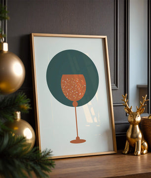 Wine Glass with Decorative Elements on Modern Minimalist Background - Mi tienda