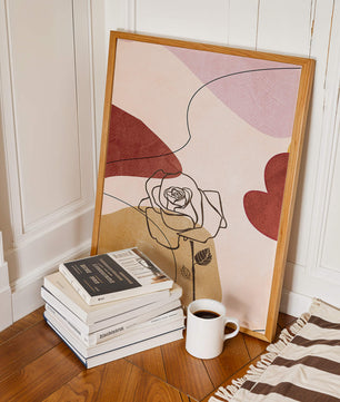 Abstract Line Art Rose with Earth Tones and Minimalist Design - Mi tienda