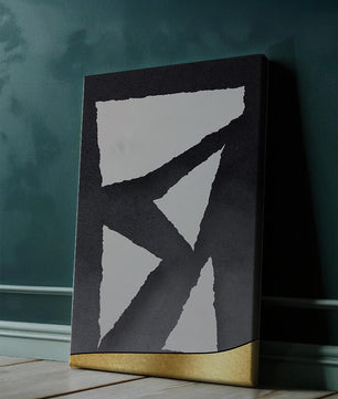 Abstract geometric design with gold and black elements