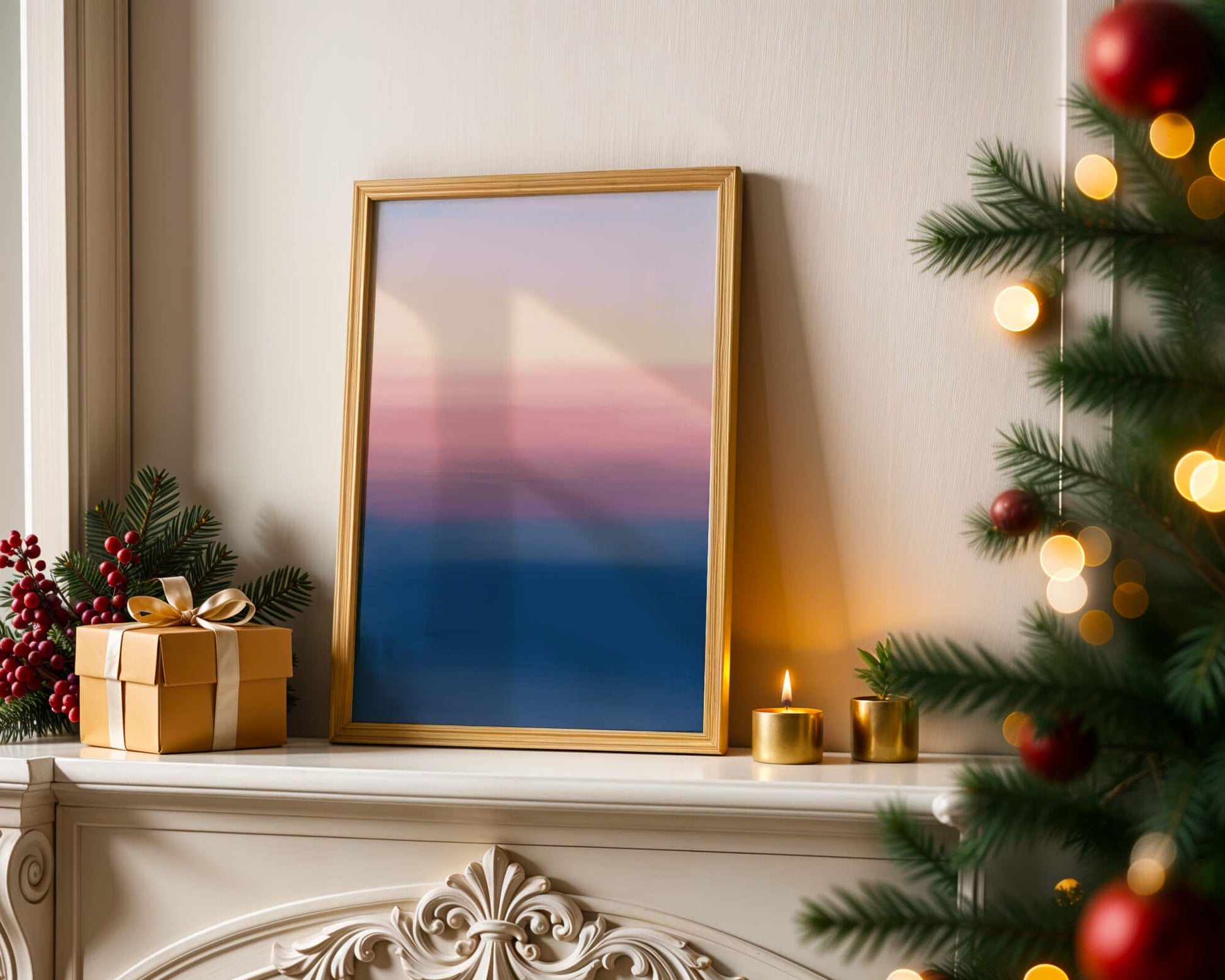 Atardecer abstracto y tranquilo sobre el océano con cielo degradado