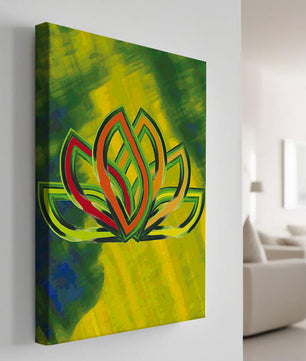Diseño abstracto de loto con colores vivos y formas orgánicas