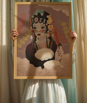 Elegant woman in traditional attire with floral hairpiece