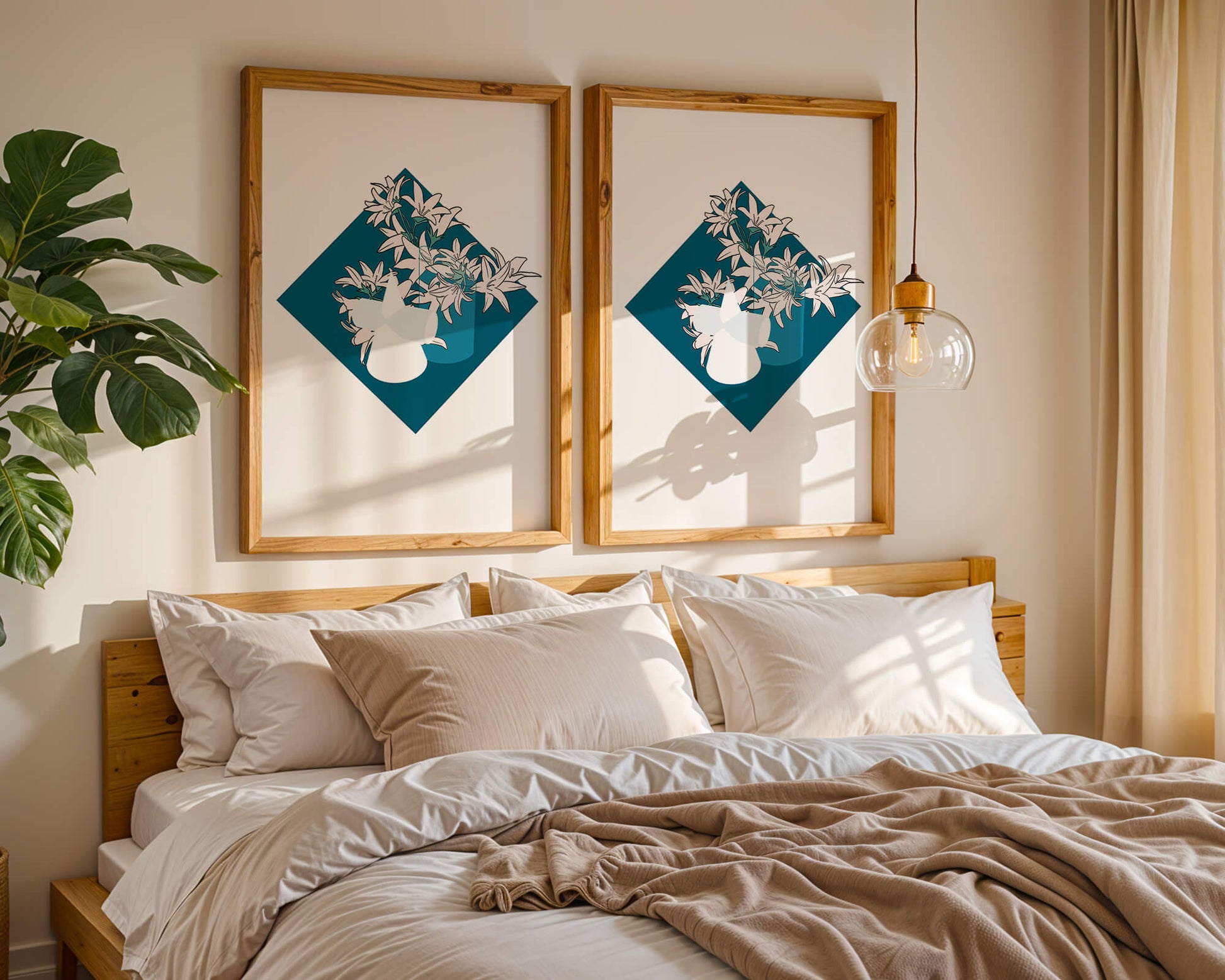 Modern Floral Design with Geometric Elements