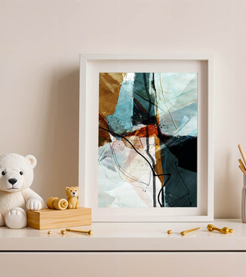 Abstract watercolor artwork with dynamic lines and colors