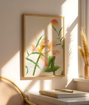 Serene Lotus Flower with Sun in Minimalist Natural Setting - Mi tienda