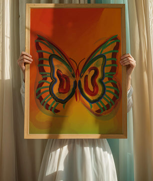 Vibrant butterfly depiction with colorful abstract background