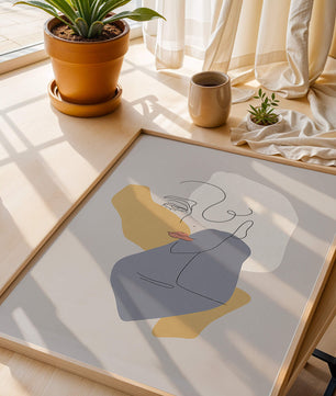 Abstract Line Art Portrait with Neutral Shapes - Mi tienda