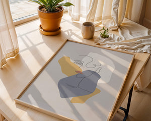 Abstract Line Art Portrait with Neutral Shapes - Mi tienda