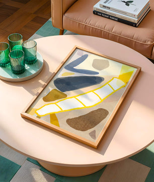 Abstract Design with Geometric Shapes in Earthy Tones and Gold Accents - Mi tienda