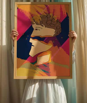 Colorful Abstract Portrait with Geometric and Golden Elements - Mi tienda