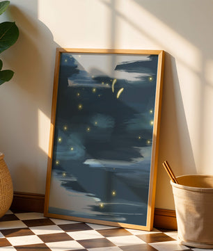 Ciel nocturne abstrait avec lucioles lumineuses