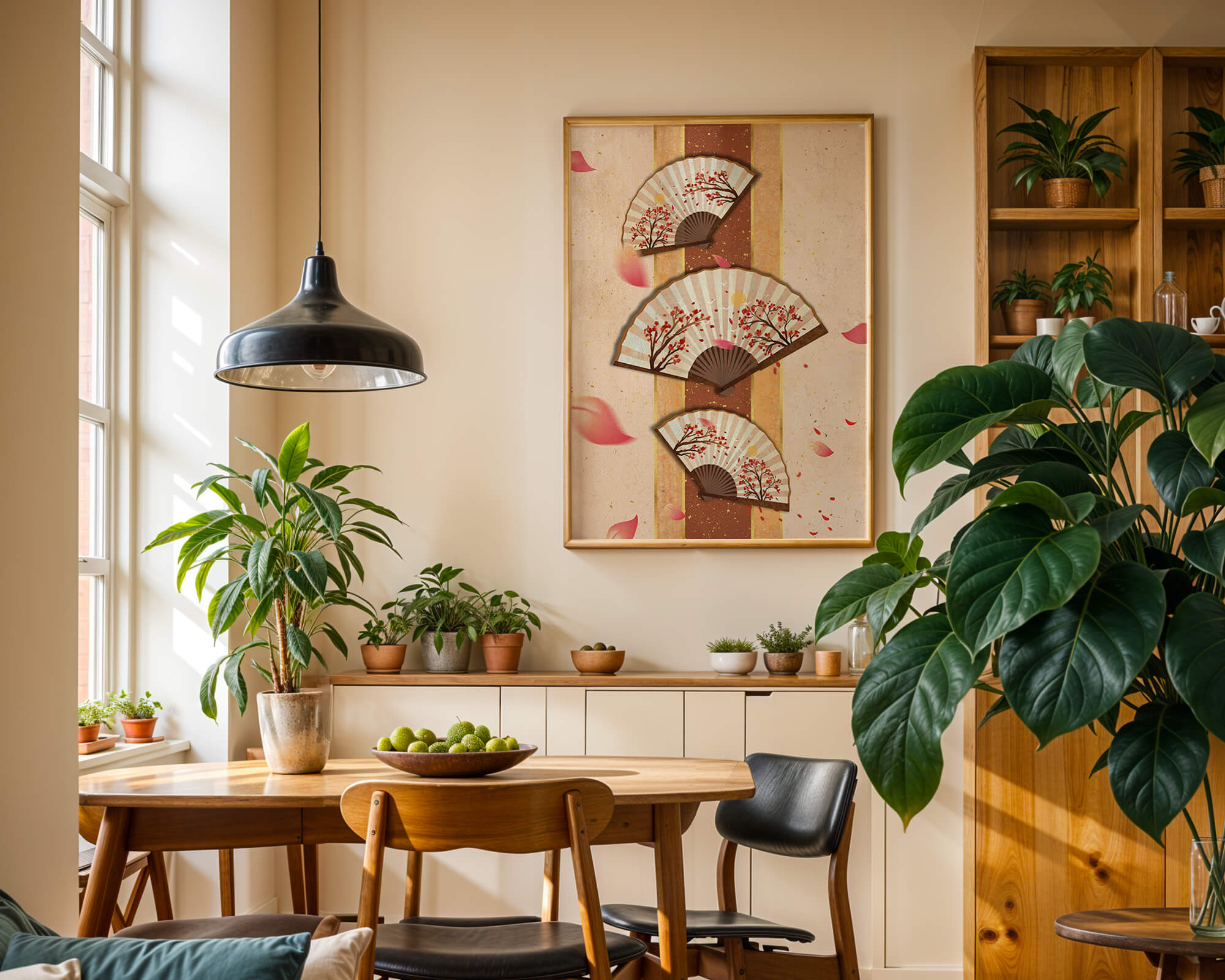 Elegant Japanese Fans with Cherry Blossom Design on Textured Background - Mi tienda