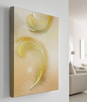 Elegant golden feather design with shimmering background