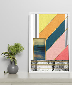 Abstract geometric art with textured colors and gold accents - Mi tienda