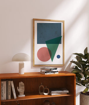 Abstract Geometric Composition with Overlapping Shapes on Textured Background - Mi tienda