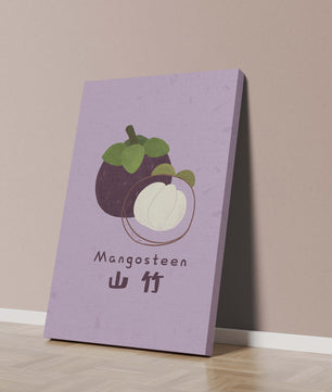 Illustration de fruit de mangoustan avec fond violet