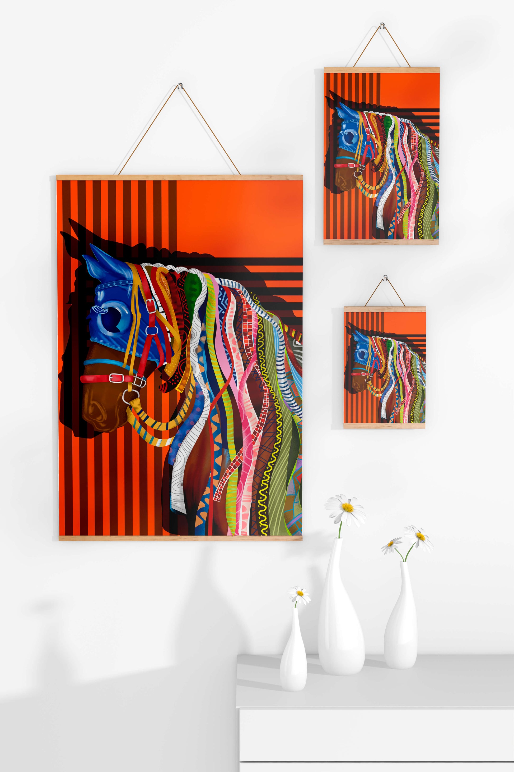 Colorful abstract horse art with intricate patterns