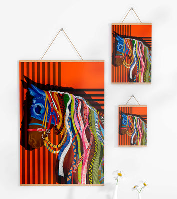 Colorful abstract horse art with intricate patterns