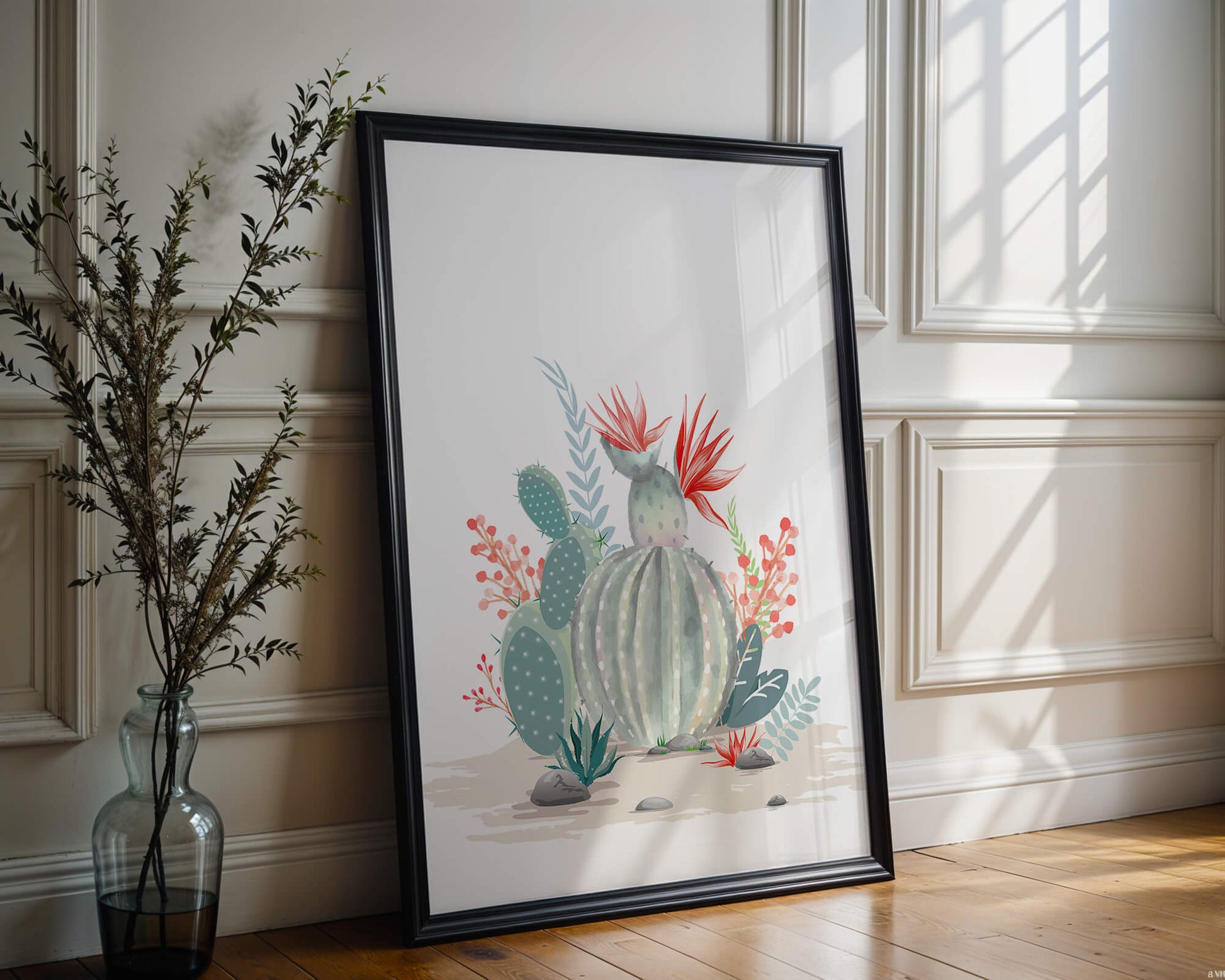 Colorful Cactus Arrangement With Red Blooms And Desert Plants - Mi tienda