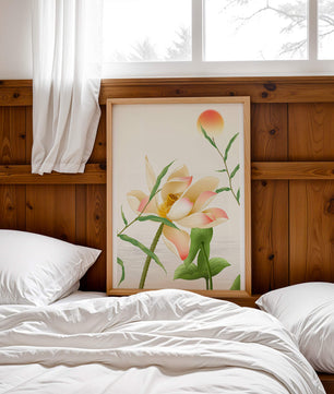 Serene Lotus Flower with Sun in Minimalist Natural Setting - Mi tienda