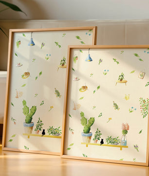 Illustration décorative avec des plantes et des éléments chaleureux