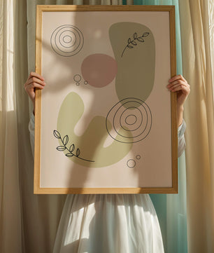 Abstract shapes and leaves in minimalistic design