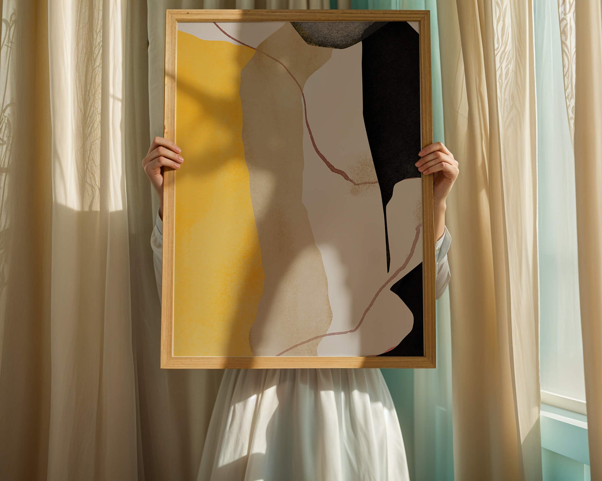 Abstract Composition with Geometric Shapes and Earth Tones