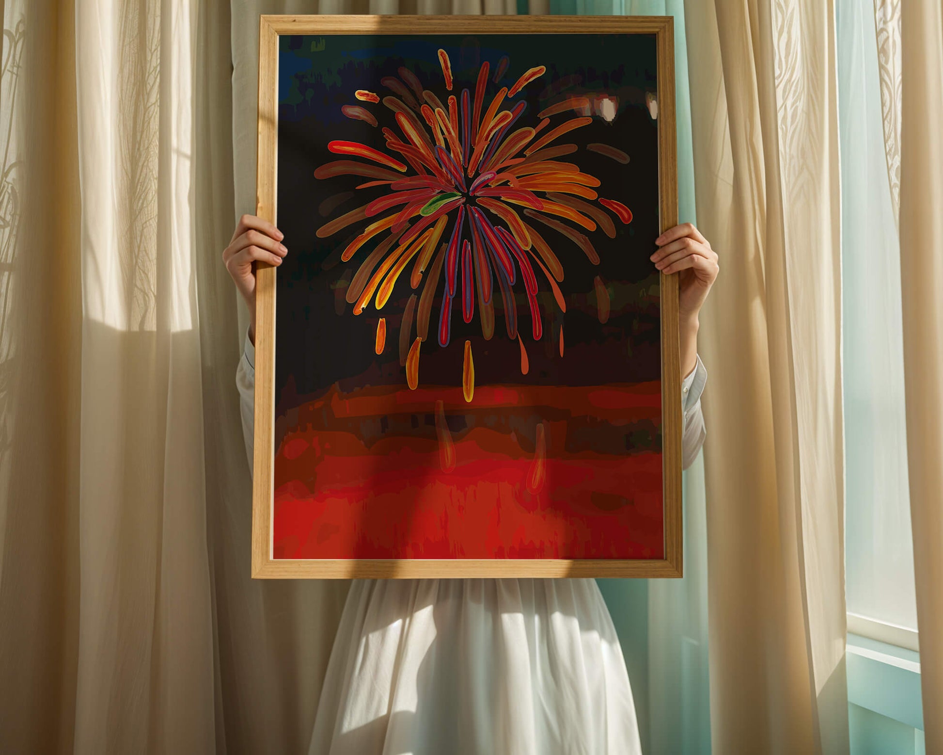 Feu d'artifice vibrant avec des éclats colorés