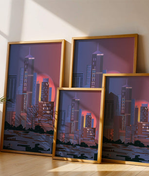 Modern Cityscape at Sunset with Skyscrapers and Vibrant Sky - Mi tienda