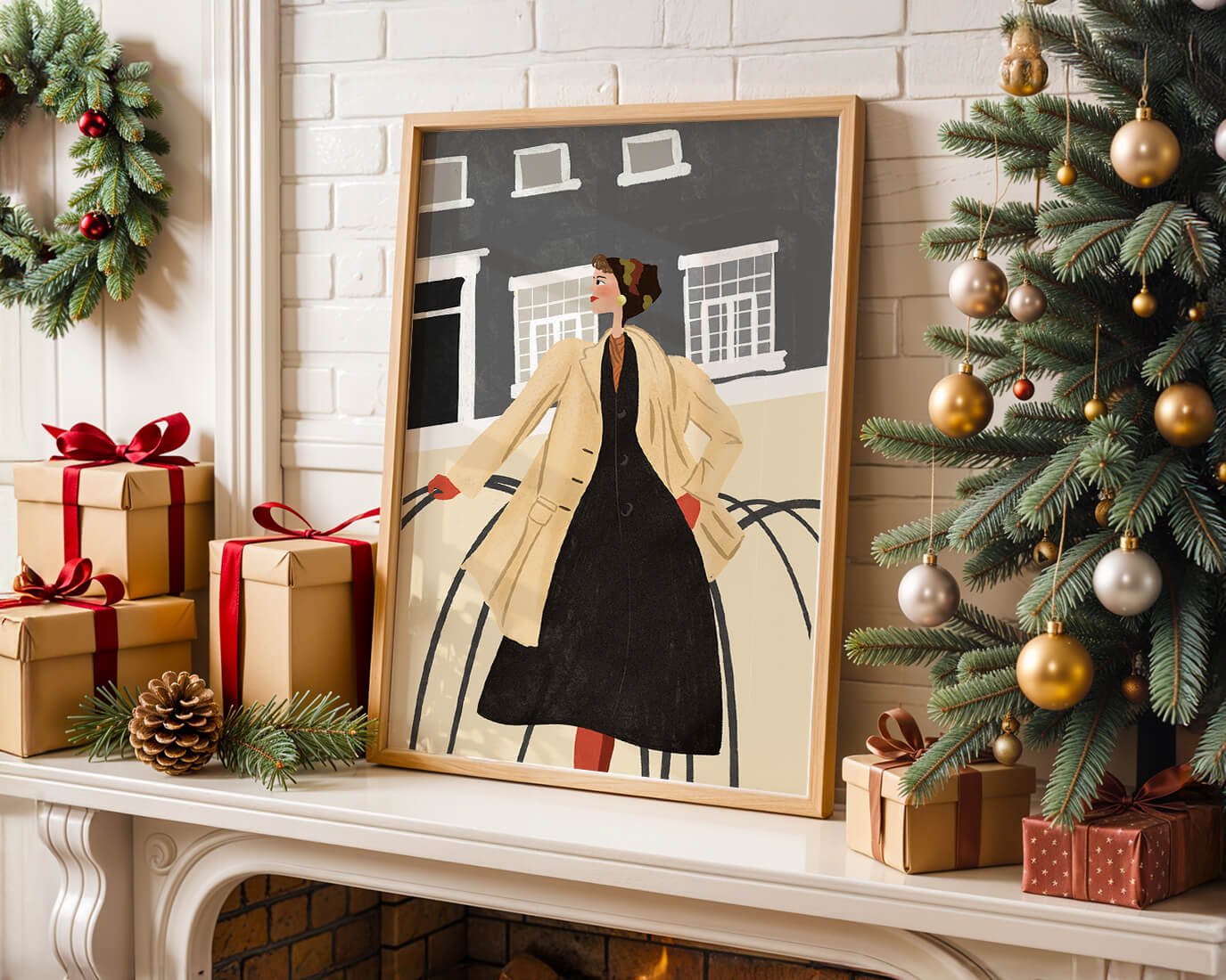 Chic Woman in Vintage Coat Posing Outdoors in Urban Setting