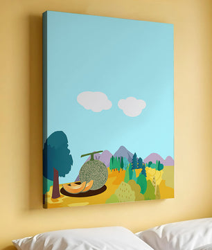 Serene landscape with melon and countryside view