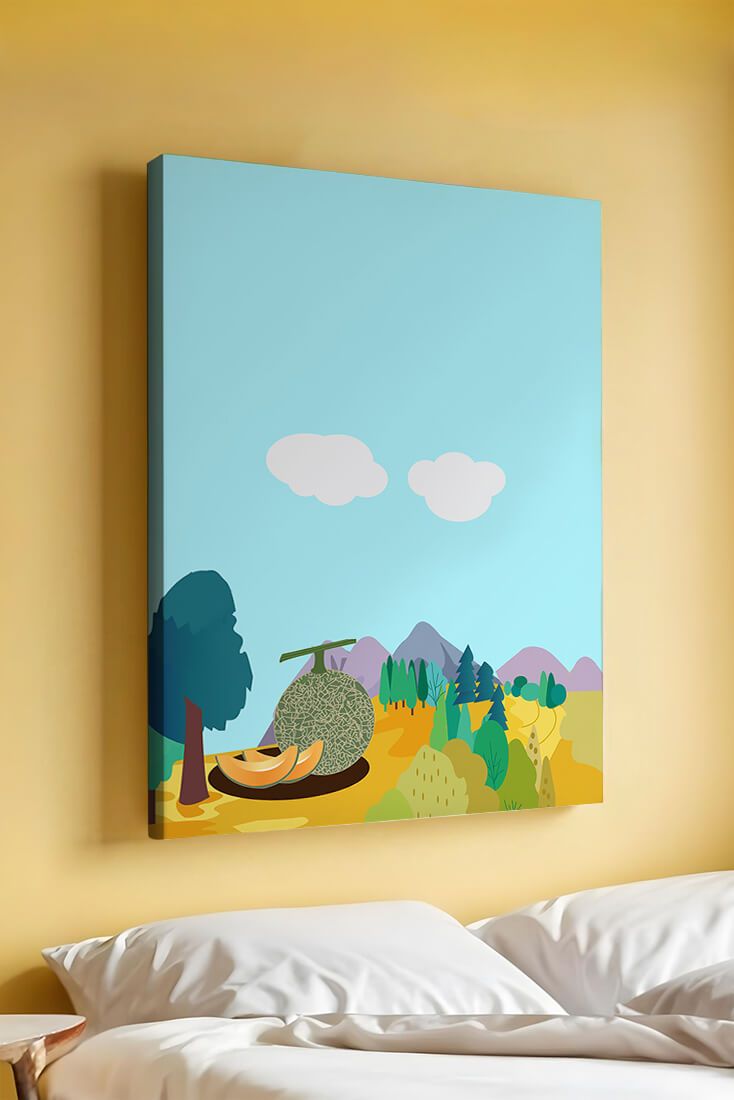 Serene landscape with melon and countryside view