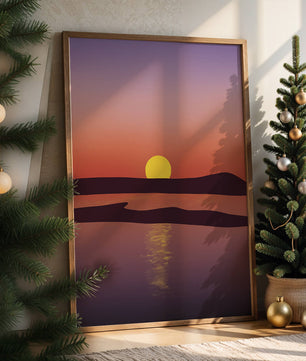 Sunset Over Tranquil Water with Vibrant Sky