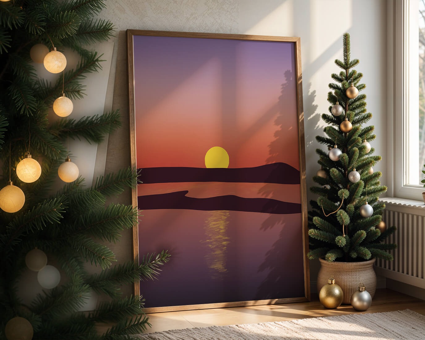 Sunset Over Tranquil Water with Vibrant Sky