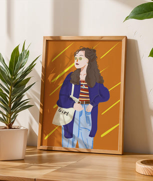 Trendy girl with sunglasses and casual outfit illustration