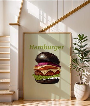 Delicious hamburger illustration with vibrant ingredients