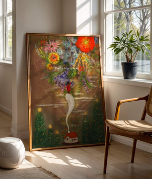 Charming illustration of floral fantasy scene