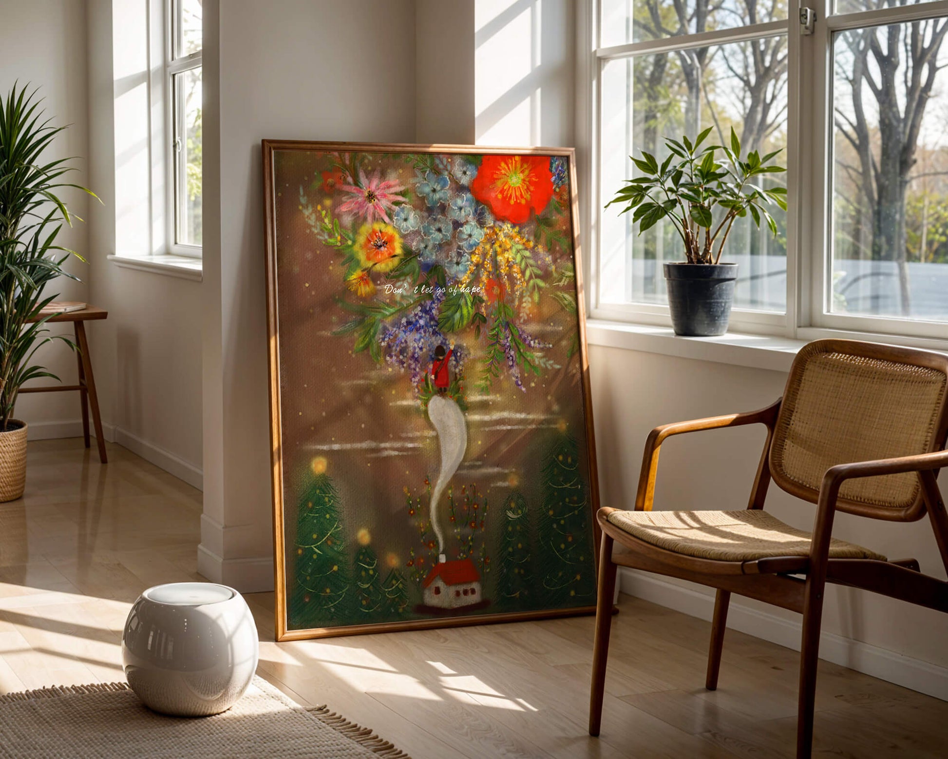 Charming illustration of floral fantasy scene