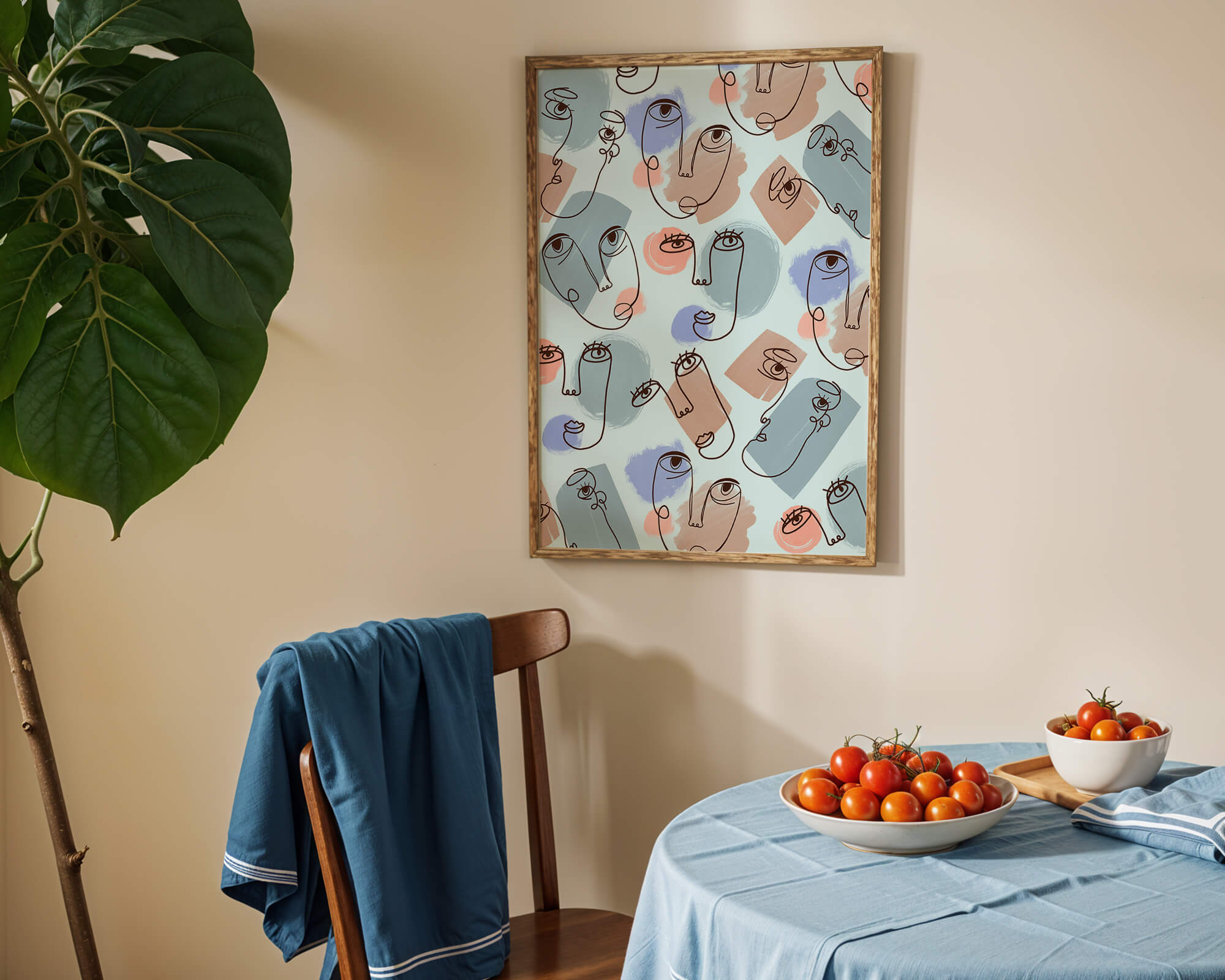 Abstract Face Line Art with Pastel Colors - Mi tienda