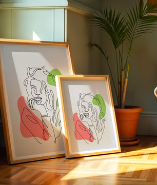 Modern Line Art Portrait With Abstract Shapes