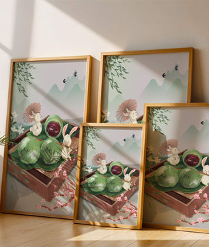 Charming Hasen mit Mochi und Berglandschaft