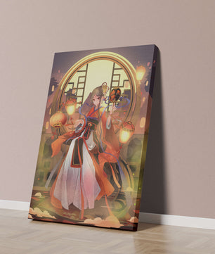 Elegant Asian-inspired fantasy artwork with lanterns