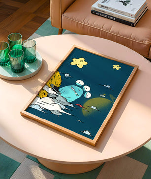 Playful Alien Illustration with Space Background and Stars - Mi tienda